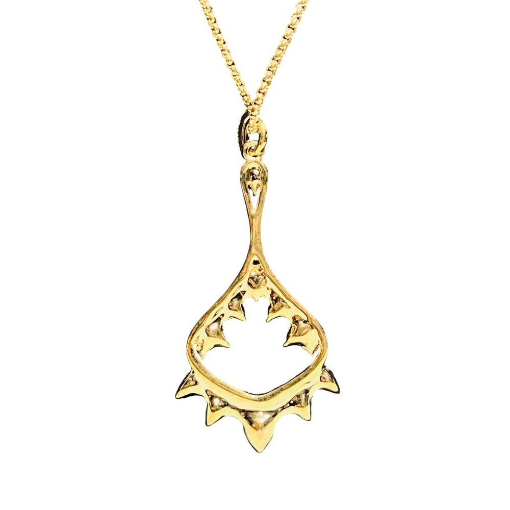 Vince Camuto Gold Tone Necklace With Green And Opaque Rhinestones Pendant (6267) - Picture 3 of 7